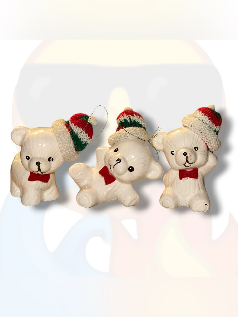 Vintage Snow Bear Christmas Ornaments Bunldle